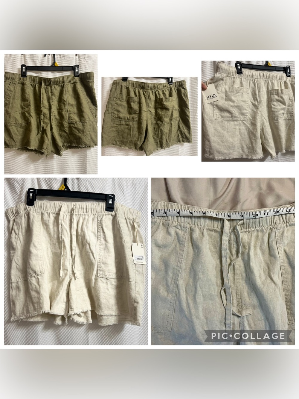 a.n.a Olive Green & Khaki Linen-Blend Cargo Shorts bundle